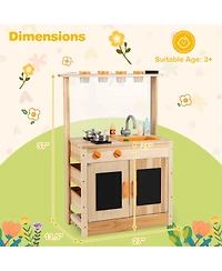 Mud Kitchen for Kids with Planting Pots Stovetops Removable Sink Acrylic Panel