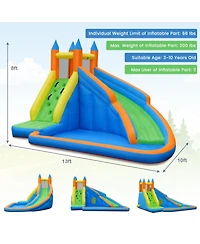 Gymax Inflatable Water Park Bounce House Climbing Wall Splash Pool w/ 480W Blower Outdoor