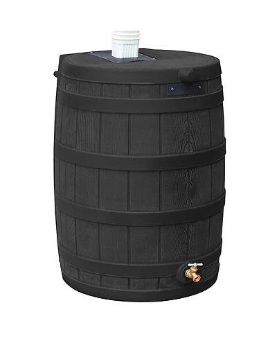 Good Ideas Rain Wizard 50 Gallon Plastic Rain Barrel Water Collector, Black