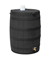 Good Ideas Rain Wizard 50 Gallon Plastic Rain Barrel Water Collector, Black