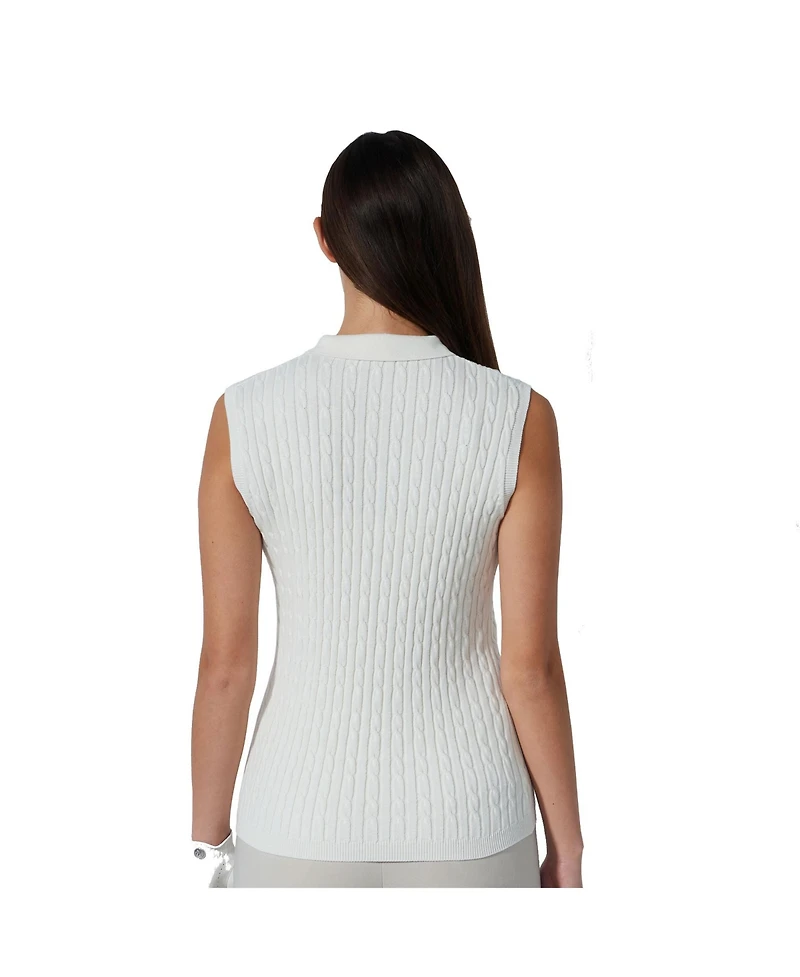 Daily Sports Women's Madelene Cable Knit Sleeveless Golf Polo