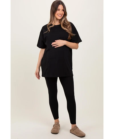 Pinkblush Maternity Light Olive Oversized Crewneck Short Sleeve and Legging Set