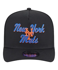 New Era Men's Black New York Mets Chainstitch 9FIFTY A-Frame Snapback Hat