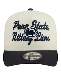 New Era Men's Cream/Navy Penn State Nittany Lions Vintage Chainstitch 9FIFTY A-Frame Snapback Hat