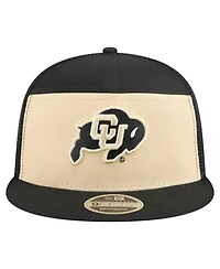 New Era Men's Black/Gold Colorado Buffaloes Outdoor Wide Panel 9FIFTY Snapback Trucker Hat