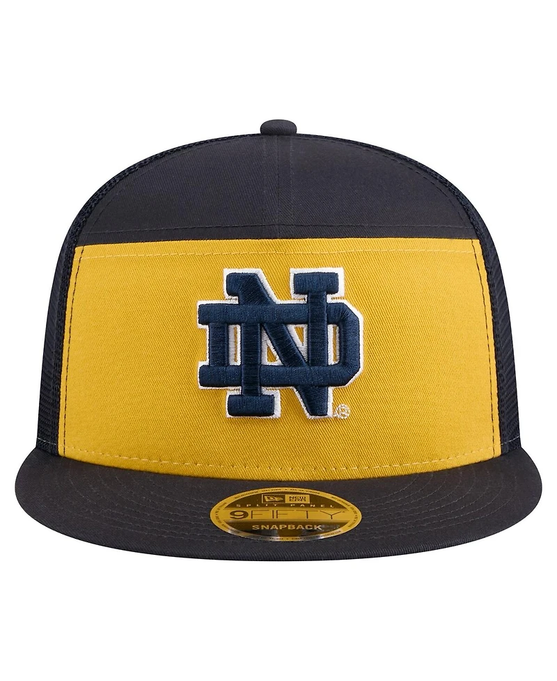 New Era Men's Black/Gold Notre Dame Fighting Irish Outdoor Wide Panel 9FIFTY Snapback Trucker Hat