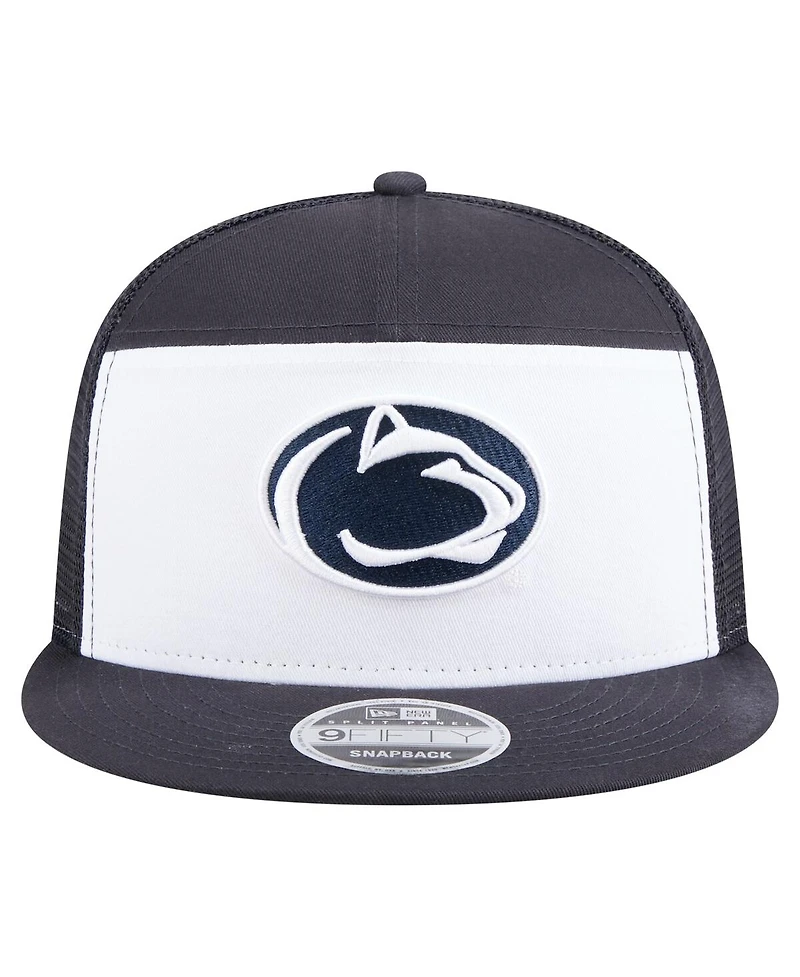 New Era Men's Navy/White Penn State Nittany Lions Outdoor Wide Panel 9FIFTY Snapback Trucker Hat