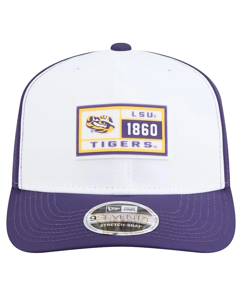 New Era Men's White/Purple Lsu Tigers Perforated Patched 9SEVENTY Adjustable Hat