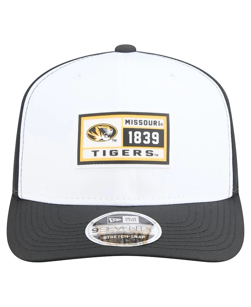 New Era Men's White/Black Missouri Tigers Perforated Patched 9SEVENTY Adjustable Hat