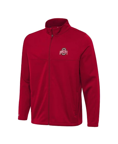Antigua Men's Scarlet Ohio State Buckeyes Links 2 Full-Zip Golf Jacket