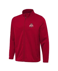 Antigua Men's Scarlet Ohio State Buckeyes Links 2 Full-Zip Golf Jacket