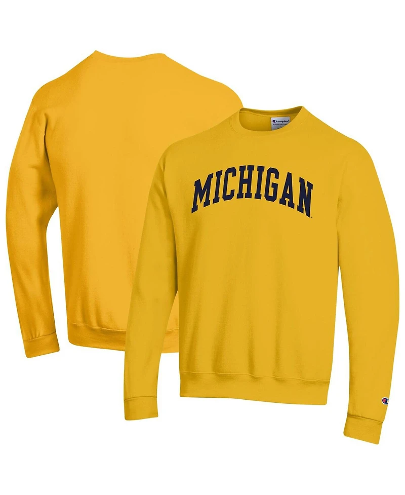 Champion Men's Maize Michigan Wolverines Basic Arch Fleece Pullover Sweatshirt