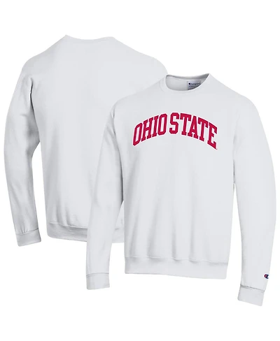 Champion Men's White Ohio State Buckeyes Basic Arch Fleece Pullover Sweatshirt