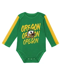 Outerstuff Baby Boys and Girls 3-Piece Green/Yellow Oregon Ducks Double Down Bodysuit Pants Set