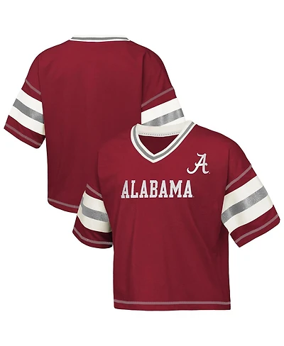 Outerstuff Big Girls Crimson Alabama Tide Gridiron Jersey V-Neck T-Shirt