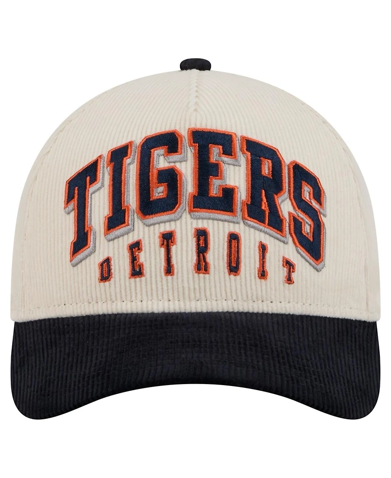 New Era Men's Cream/Navy Detroit Tigers Sided Corduroy 9FORTY A-Frame Adjustable Hat