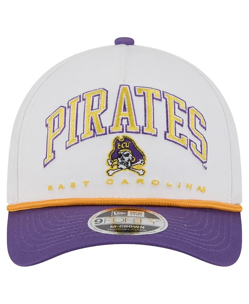 New Era Men's White/Purple Ecu Pirates Arch Two-Tone Rope 9FORTY A-Frame M-Crown Adjustable Hat