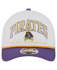 New Era Men's White/Purple Ecu Pirates Arch Two-Tone Rope 9FORTY A-Frame M-Crown Adjustable Hat