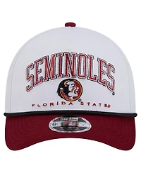 New Era Men's White/Garnet Florida State Seminoles Arch Two-Tone Rope 9FORTY A-Frame M-Crown Adjustable Hat