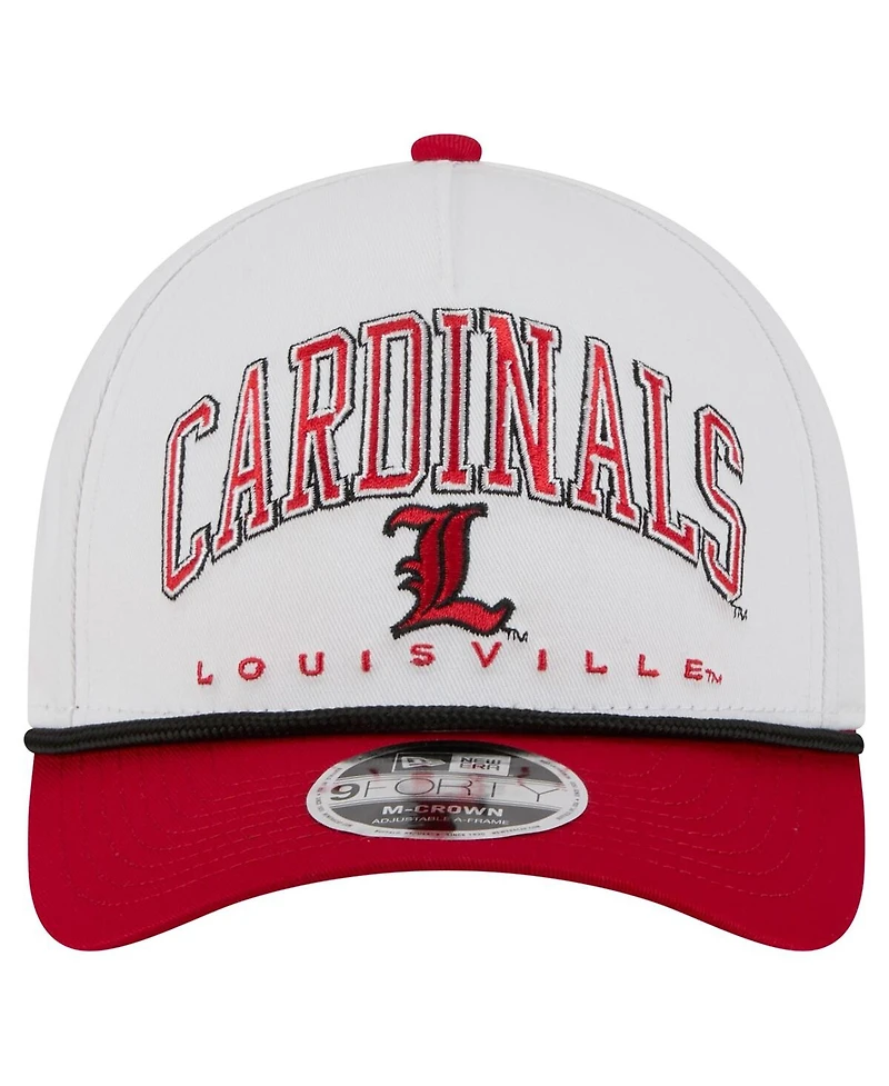 New Era Men's White/Red Louisville Cardinals Arch Two-Tone Rope 9FORTY A-Frame M-Crown Adjustable Hat