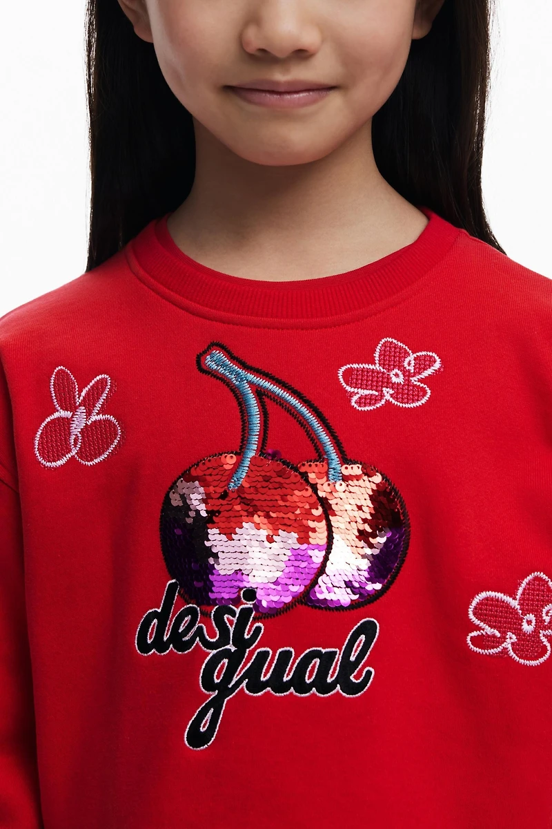 Desigual Girls's Sequin cherry sweatshirt