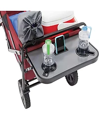 Mac Sports Collapsible Folding Outdoor Garden Utility Wagon w/ Table, Maroon