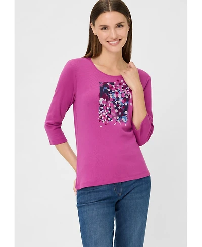 Olsen 100% Cotton Placement Print T-Shirt
