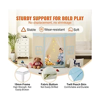 Lycvki Kids Tent with Mat Windows Cozy Beige Fort for Boys and Girls