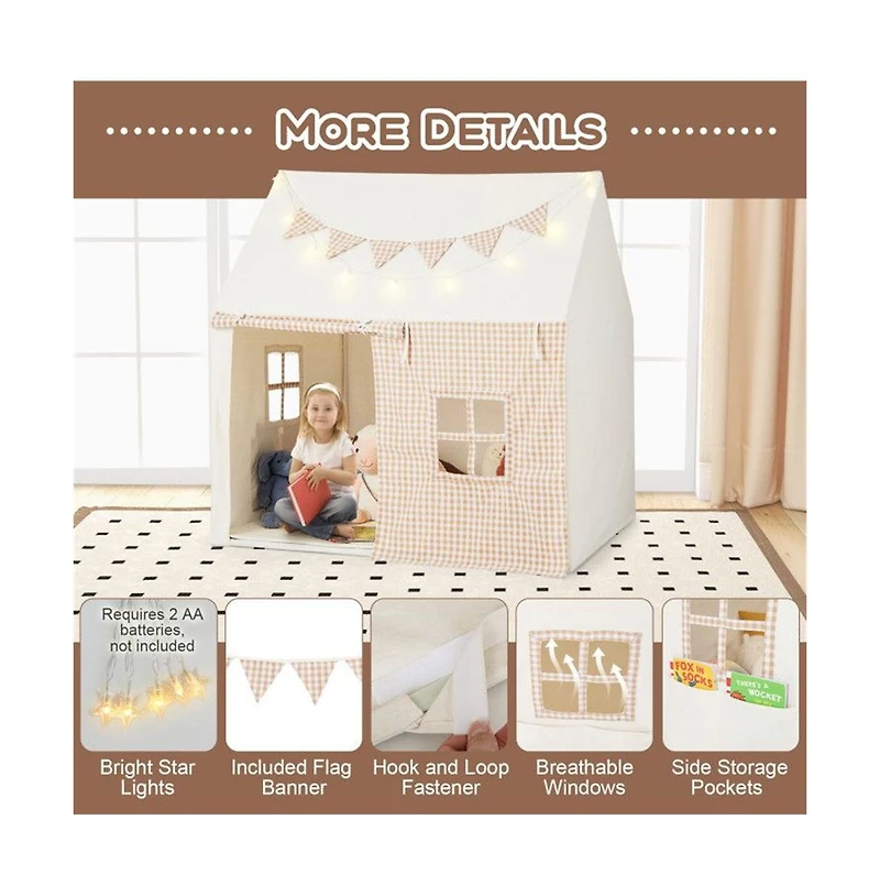 Lycvki Kids Tent with Padded Mat and 2 Breathable Windows Comfortable Children's Fort