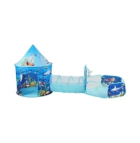 Lycvki Tent with Tunnel and Basketball Hoop for Boys and Girls with Carrying Bag and Banding Straps