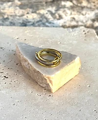 Adornia Gold and Silver Cz Connected 3-Piece Ring Stack