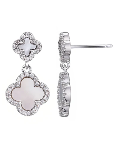 Adornia Silver Cz White Mother of Pearl Double Drop Earrings