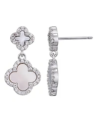 Adornia Silver Cz White Mother of Pearl Double Drop Earrings