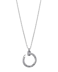 Adornia Silver Cz Curved Nail Ring Necklace