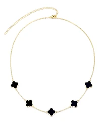 Adornia Gold Black Clover Station Necklace