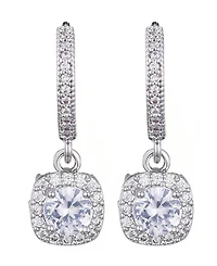 Adornia Silver Cz Cushion Halo Huggie Earrings