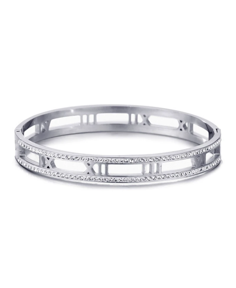 Adornia Tarnish Resistant Silver Roman Numerals Bangle
