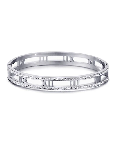 Adornia Tarnish Resistant Silver Roman Numerals Bangle