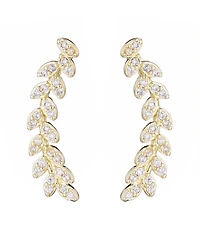 Adornia Gold Cz Curved Leaf Drop Earrings