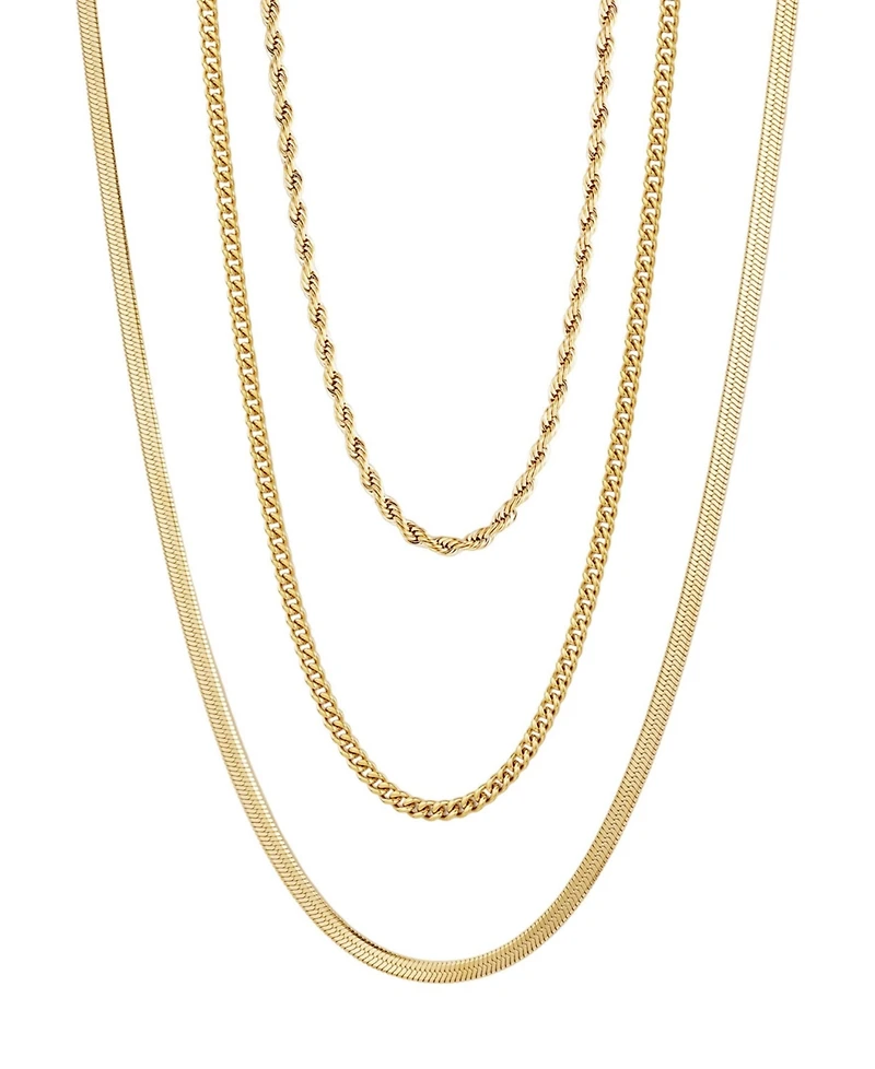 Adornia Tarnish Resistant Gold Chain Necklace Set