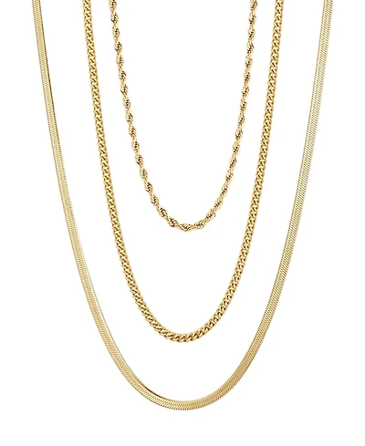 Adornia Tarnish Resistant Gold Chain Necklace Set