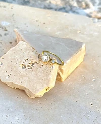 Adornia Gold Cz Open Band Clover Ring