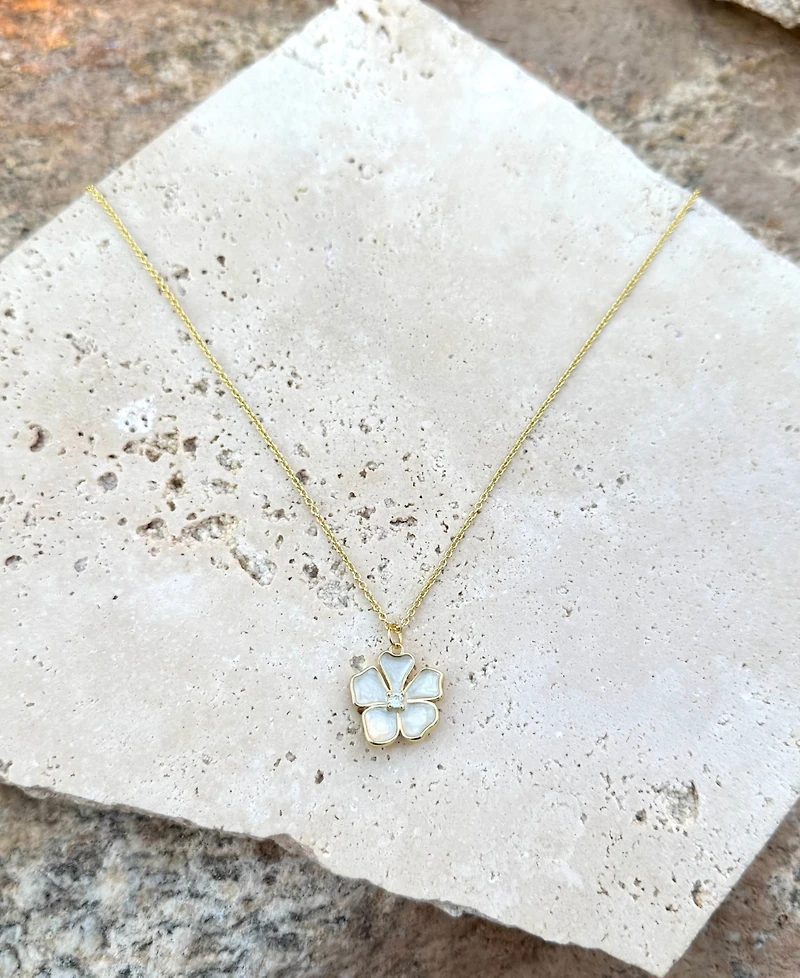 Adornia Gold Mother of Pearl Flower Necklace