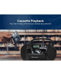 Emerson Epb-3003 Portable Cd / Cassette Player with Am/Fm Radio, Programmable Memory, Dual Stereo Speakers - Black