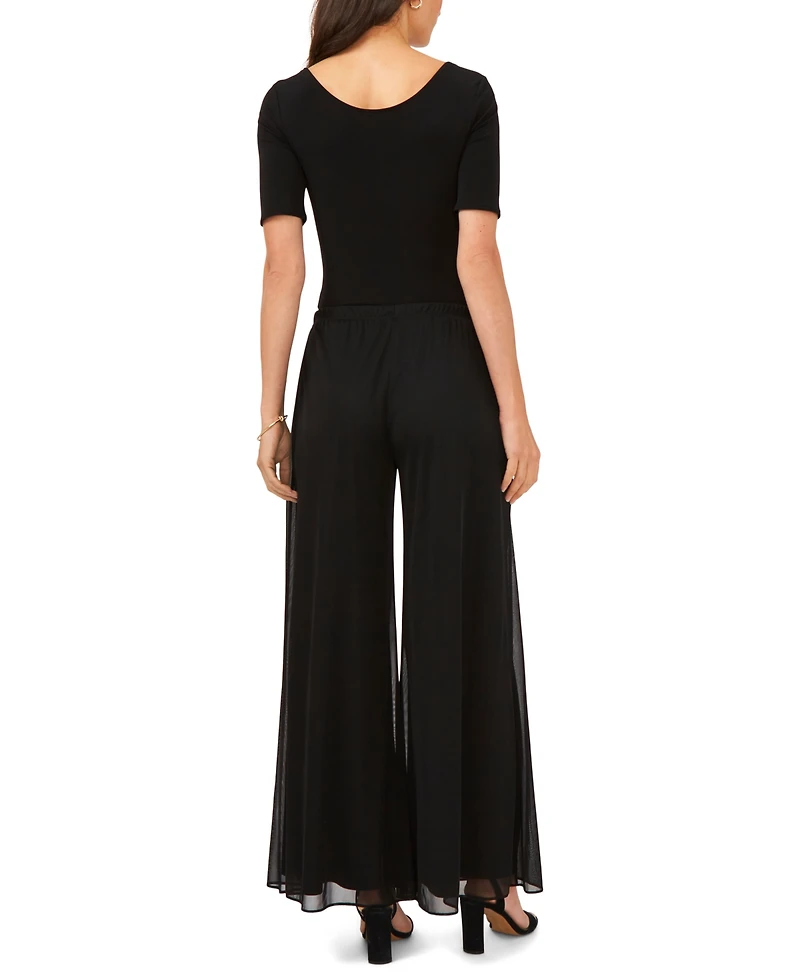 Msk Petite Mesh Wide-Leg Dress Pants
