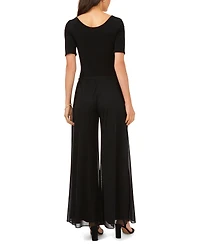 Msk Petite Mesh Wide-Leg Dress Pants