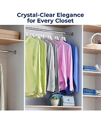 SereneLife 12 Pcs. Clear Plastic Hangers – Non-Slip, Crystal-Cut, Durable & Space-Saving Invisible Hangers for Suits & Clothing (Transparent)