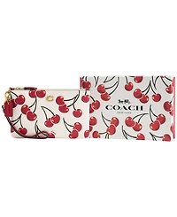 Coach Boxed Small Cherry Print Leather Essential Wristlet