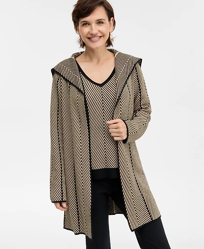 Jm Collection Petite Long-Sleeve Herringbone Cardigan, Macy's Exclusive