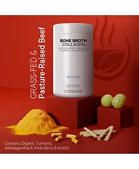 Codeage Organic Bone Broth Collagen Peptides Capsules Supplement, Grass Fed Beef Bone Broth, Free-Range Chicken Bone Broth, Turmeric & Ashwagandha